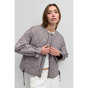 NWT!! MOD REF The Rochelle Jacket Brown White Gingham Check Quilted X-Small